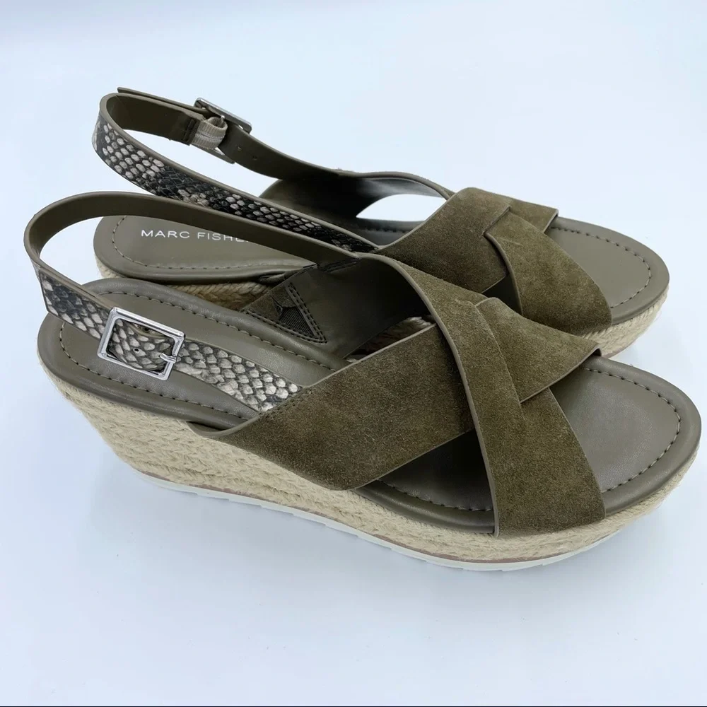 Marc Fisher Platform Espadrille Green Sandals